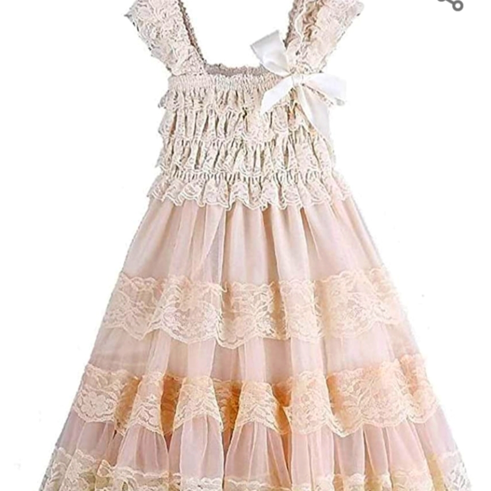 Champagne Laced Formal Dress